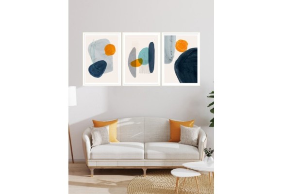 ÇERÇEVELİ ÜÇLÜ ABSTRACT TABLO SETİ